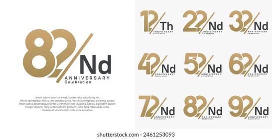 anniversary logo style vector set with slash gold and black color can be use for celebration