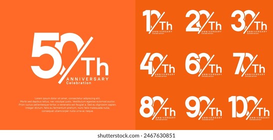anniversary logo style vector set with slash white color can be use for celebration