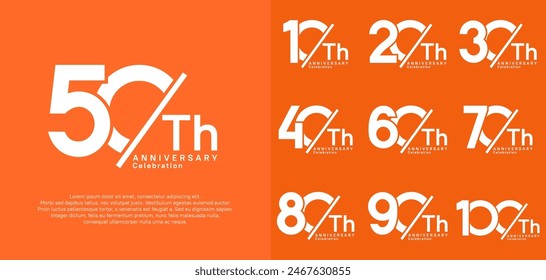 el conjunto de Vector del estilo del logotipo del aniversario con el color blanco de la barra se puede utilizar para la celebración