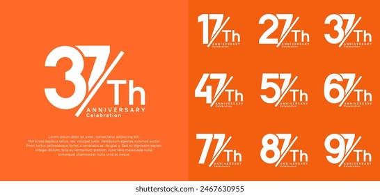 anniversary logo style vector set with slash white color can be use for celebration