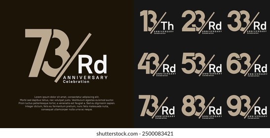 anniversary logo style vector set with slash brown and white color can be use for celebration