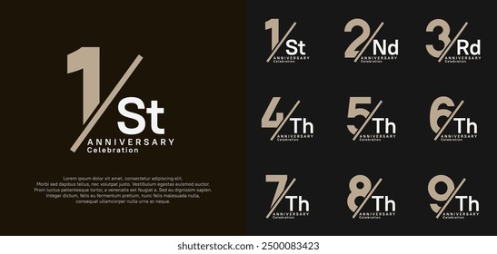 El sistema del Vector del estilo del logotipo del aniversario con el color marrón y blanco de la raya se puede utilizar para la celebración