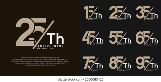 anniversary logo style vector set with slash brown and white color can be use for celebration