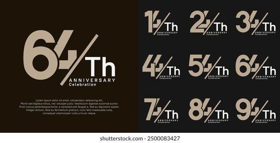 anniversary logo style vector set with slash brown and white color can be use for celebration