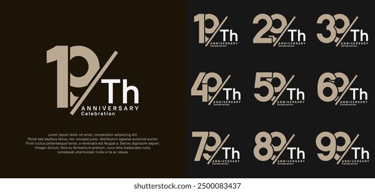 El sistema del Vector del estilo del logotipo del aniversario con el color marrón y blanco de la raya se puede utilizar para la celebración