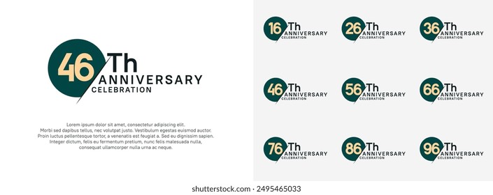 anniversary logo style vector sets. green circle and brown number for celebration