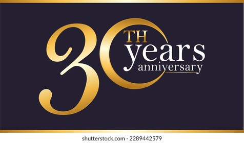 Anniversary logo template 30 years, art gold