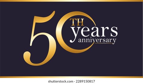 Plantilla de logotipo de aniversario 50 años, oro de arte