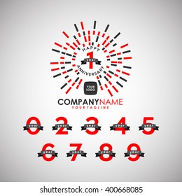Anniversary Logo Template in Firework Sparkle and Festival Theme.With Number collection set. Vector Eps.10