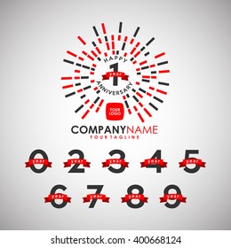 Anniversary Logo Template in Firework Sparkle and Festival Theme.With Number collection set. Vector Eps.10