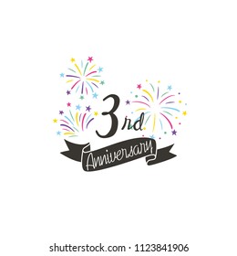 Anniversary logo template with fireworks