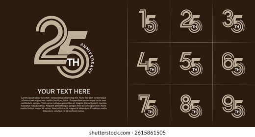 Anniversary logo type set with double line number. brown and white color can be use special moment