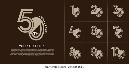 Anniversary logo type set with double line number. brown and white color can be use special moment