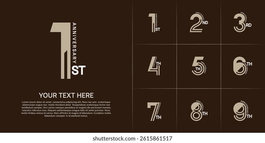 Anniversary logo type set with double line number. brown and white color can be use special moment
