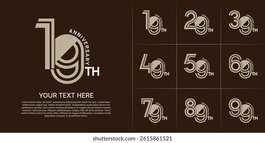 Anniversary logo type set with double line number. brown and white color can be use special moment