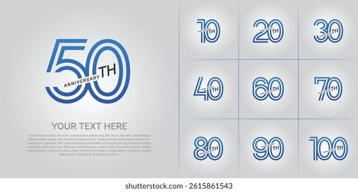Anniversary logo type set with double line number. blue and black color can be use special moment