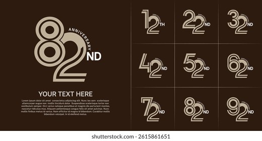 Anniversary logo type set with double line number. brown and white color can be use special moment