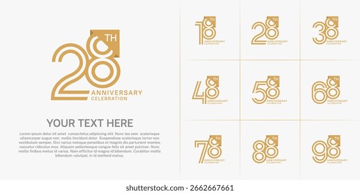 Anniversary logo type set with double line number. brown color for celebration event
