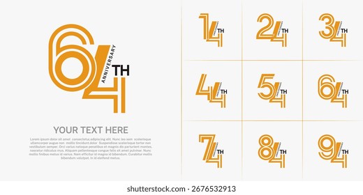 Jubiläums-Logo-Set mit doppelter Zeilennummer. Orange und schwarze Farbe können besonderen Moment verwenden