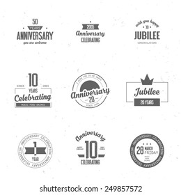 Anniversary logos set. Eps10 illustration.