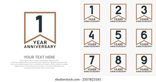 anniversary logotype set, black and brown color can be use for celebration