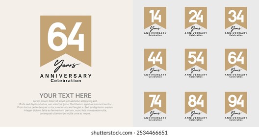 Conjunto de logotipo de aniversario, color negro y marrón se puede utilizar para la celebración