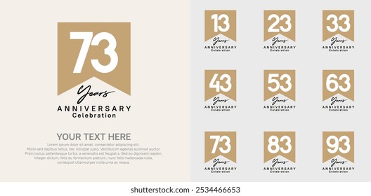 anniversary logotype set, black and brown color can be use for celebration