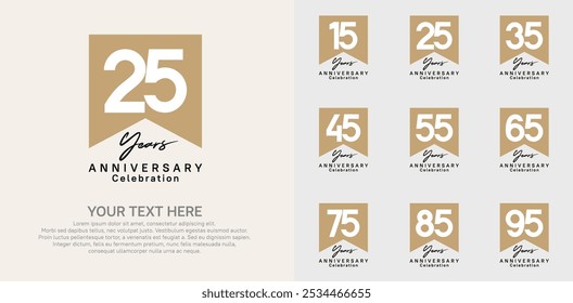 anniversary logotype set, black and brown color can be use for celebration