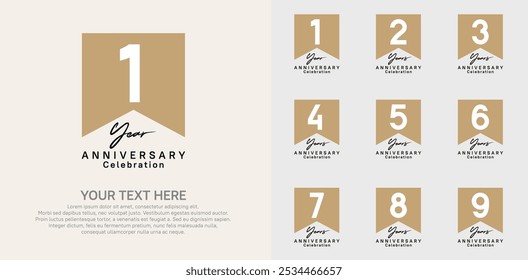 Conjunto de logotipo de aniversario, color negro y marrón se puede utilizar para la celebración