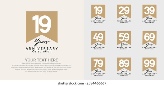 anniversary logotype set, black and brown color can be use for celebration