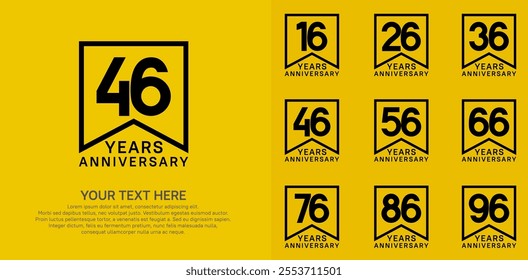 anniversary logotype set. black color can be use for celebration