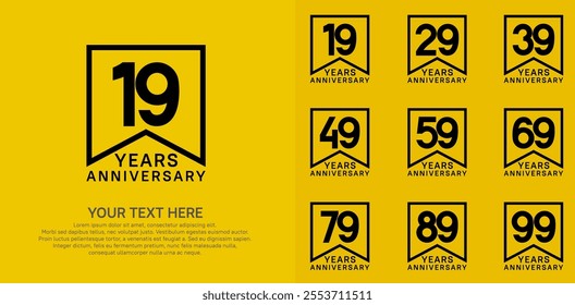 anniversary logotype set. black color can be use for celebration