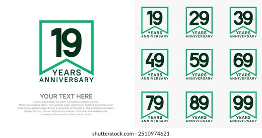 anniversary logotype set, black and green color can be use for celebration