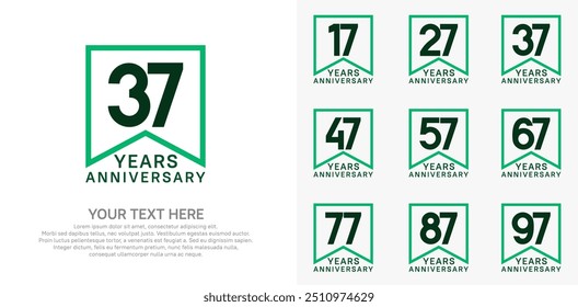 anniversary logotype set, black and green color can be use for celebration