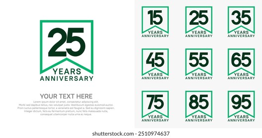 anniversary logotype set, black and green color can be use for celebration