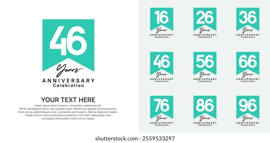 anniversary logotype set, black and green color can be use for celebration