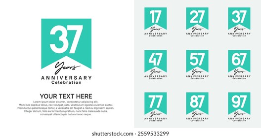 anniversary logotype set, black and green color can be use for celebration