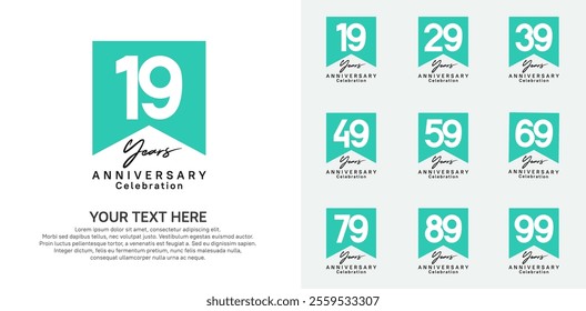 anniversary logotype set, black and green color can be use for celebration