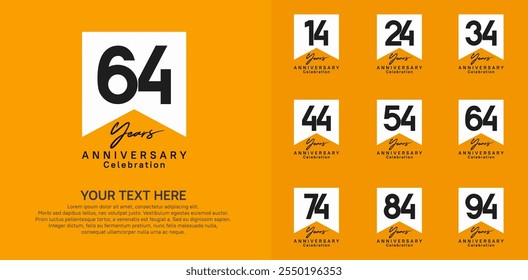 anniversary logotype set, black and white color can be use for celebration