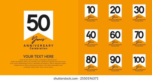 Conjunto de logotipo de aniversario, color blanco y negro se puede utilizar para la celebración