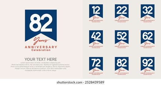 Conjunto de logotipo de aniversario, color azul y naranja se puede utilizar para la celebración