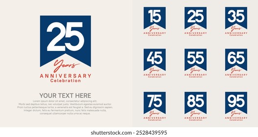 anniversary logotype set, blue and orange color can be use for celebration
