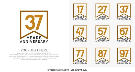 Conjunto de logotipo de aniversario. color marrón y negro se puede utilizar para la celebración