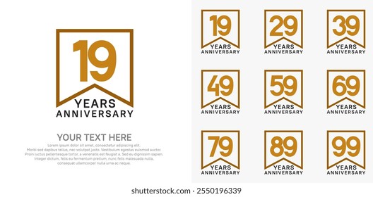 anniversary logotype set. brown and black color can be use for celebration