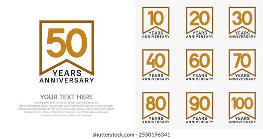 anniversary logotype set. brown and black color can be use for celebration