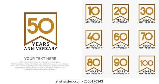 anniversary logotype set. brown and black color can be use for celebration