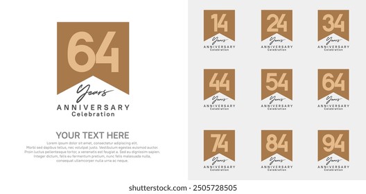 anniversary logotype set, brown color can be use for celebration