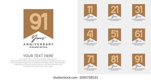 anniversary logotype set, brown color can be use for celebration