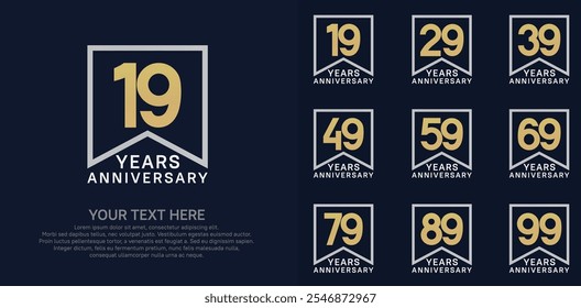 anniversary logotype set. gold and silver color can be use for celebration