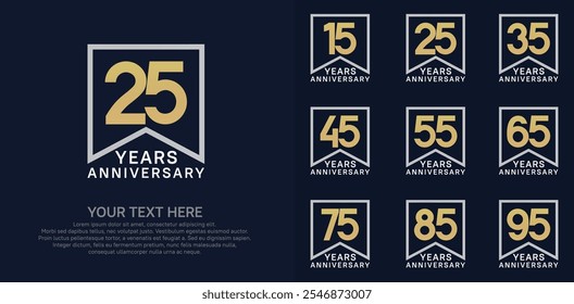 anniversary logotype set. gold and silver color can be use for celebration